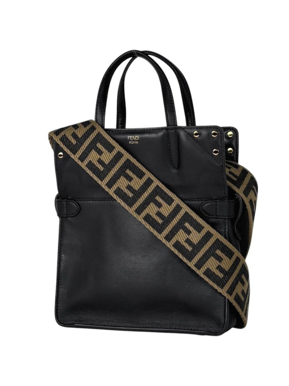 Fendi Flip Small Handbag 2-Way Leather Black